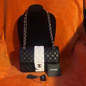 Chanel Quilted Black and Cream Shoulder Bag